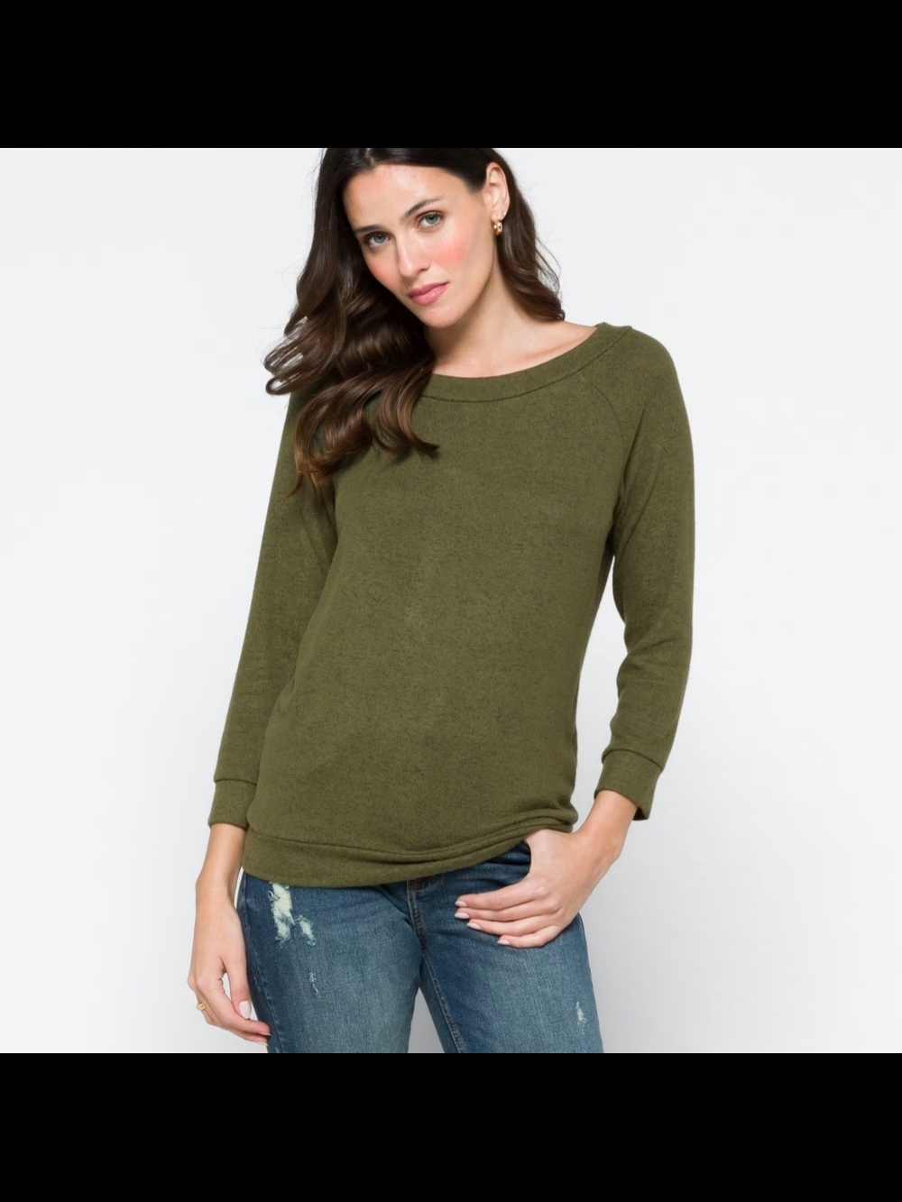Market & Spruce Olive Green Crewneck Sweater
